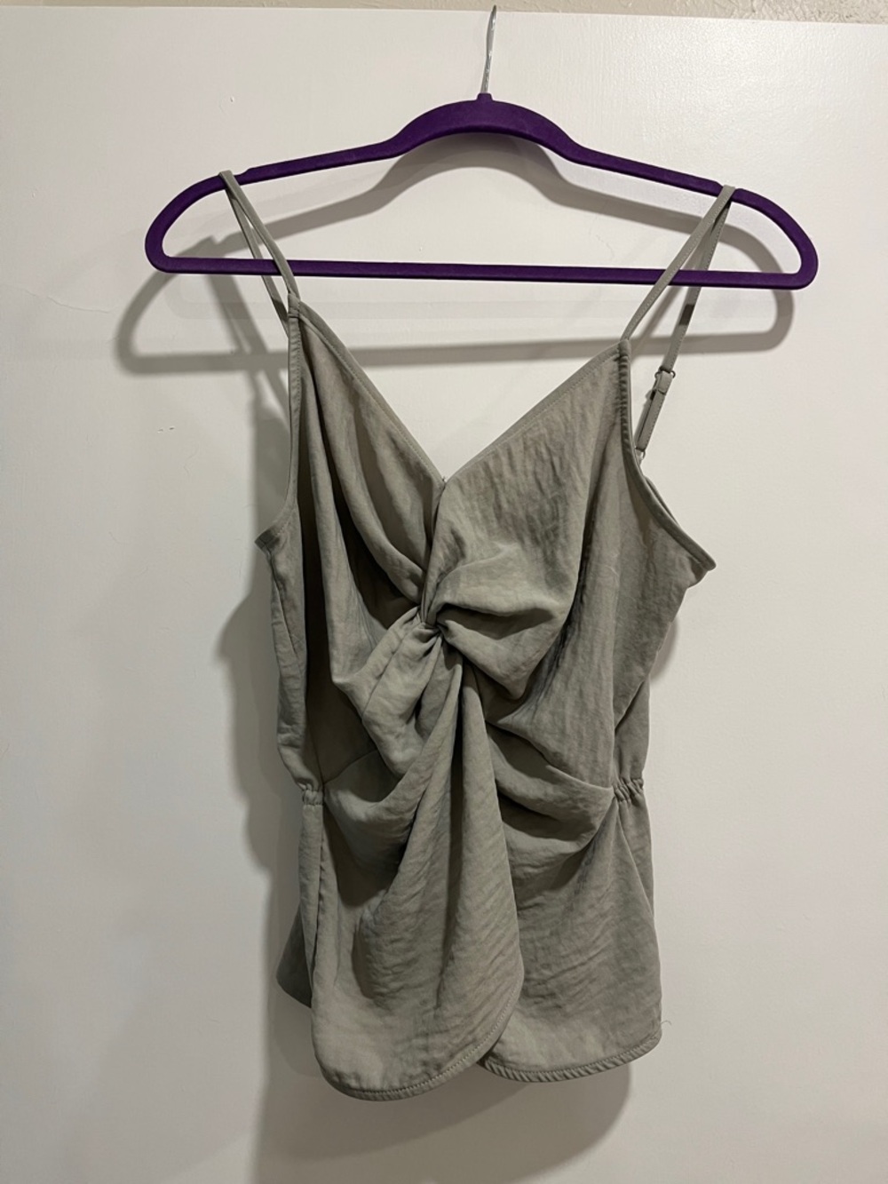 Twist-Front Spaghetti Strap Camisole - Taupe